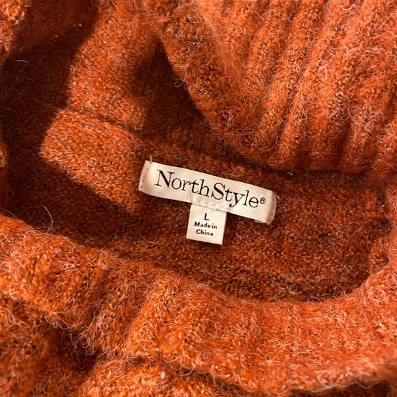 NWOT NorthStyle Size L Rust Black Polka Dot Cowl Neck Long Sleeve Fuzzy Sweater - Picture 10 of 11